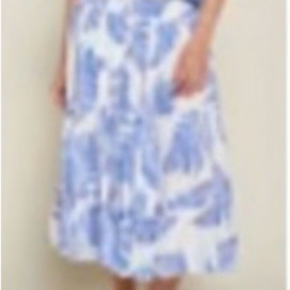 Eesome Blue and White Fern Maxi Skirt strapless dress - Picture 4 of 6